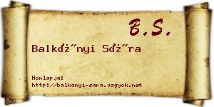 Balkányi Sára névjegykártya