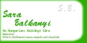 sara balkanyi business card