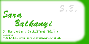 sara balkanyi business card